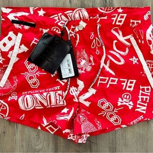 Philipp Plein Bold Red Men’s Athletic Swim Shorts